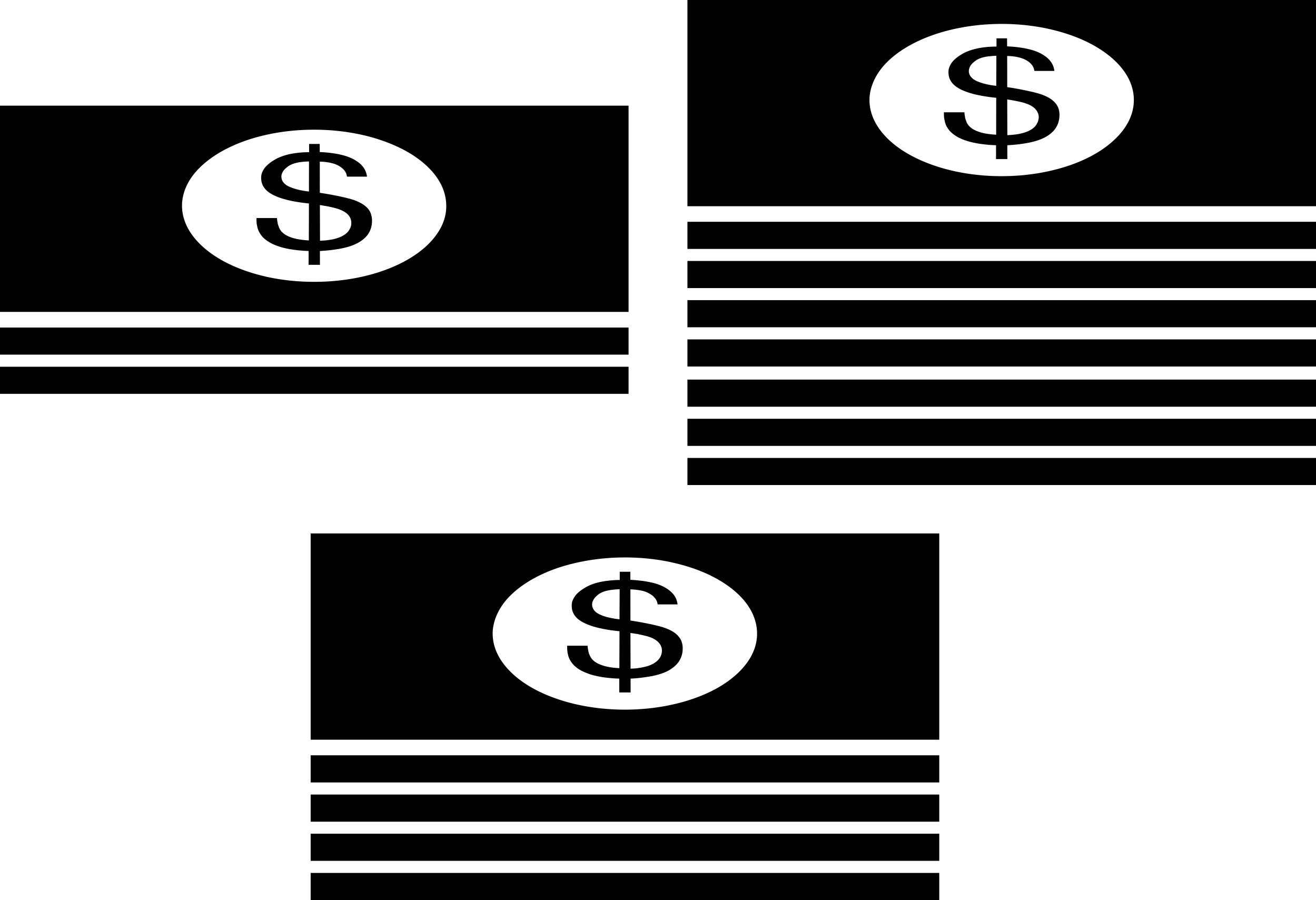 Dollar Paper Bills Stacks Svg Line Art Free Vectors